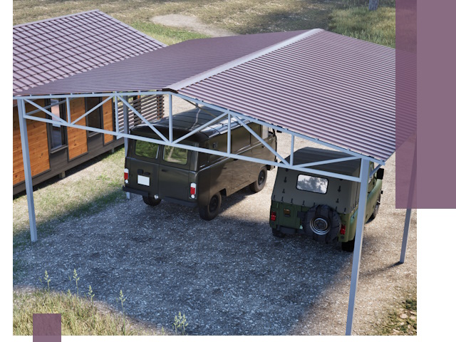 Двускатные навесы под ключ в Шелехове — изготовление и монтаж